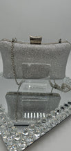 Load image into Gallery viewer, Aurora Borealis Rhinestone Evening Clutch with Sister You Hold the Key Handbag Charm
