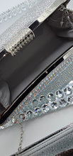 Load image into Gallery viewer, Aurora Borealis Rhinestone Evening Clutch with Sister You Hold the Key Handbag Charm
