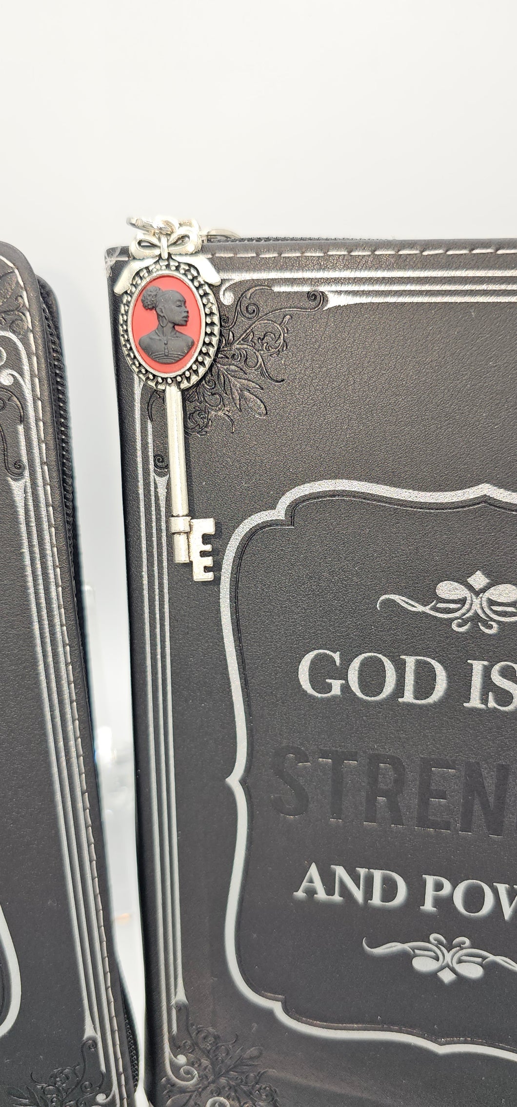 God Is My Strength and Power Journal with Sister You Hold the Key Zipper Pull