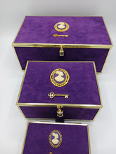 Load image into Gallery viewer, Sister You Hold the Key Jewelry Keepsake Boxes Set of 3 (Glass, Brass &amp; Velvet)
